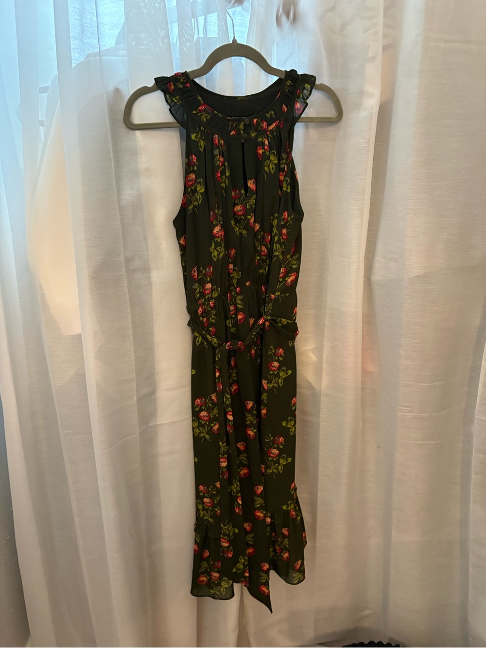 Point Sur by J. Crew Tie-Waist Dark Green Maxi Dress
